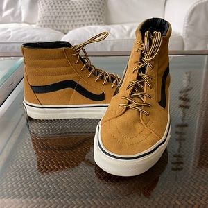 Vans high tops. Carmel with black stripe. Size 8 Womens/6.5 Mens